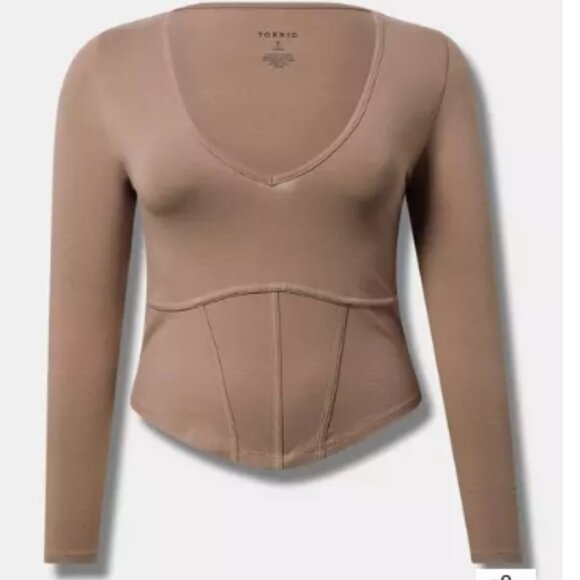 Torrid Taupe Foxy V-Neck Corset Top NWT - Picture 3 of 7